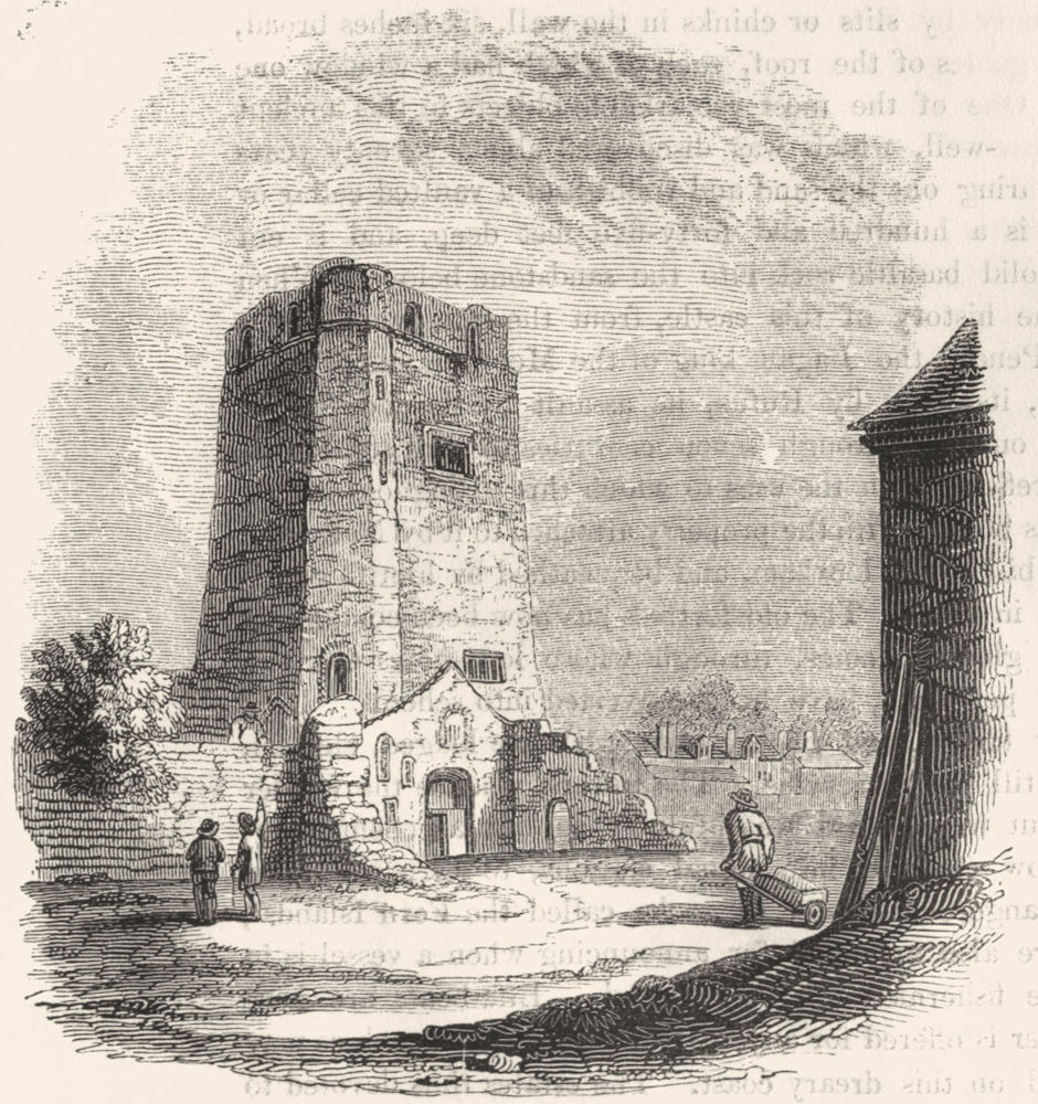 OXON. Tower of Oxford Castle 1845 old antique vintage print picture