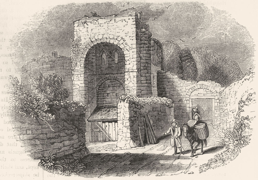 DEVON. Rougemont Castle 1845 old antique vintage print picture