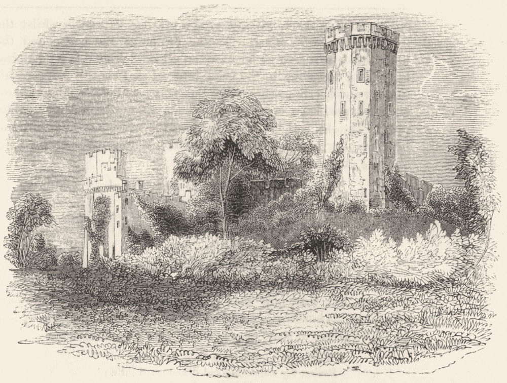 WARCS. Warwick Castle Guy's Tower 1845 old antique vintage print picture