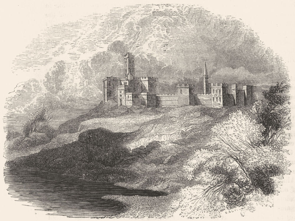 NORTHUMBS. Warkworth Castle 1845 old antique vintage print picture