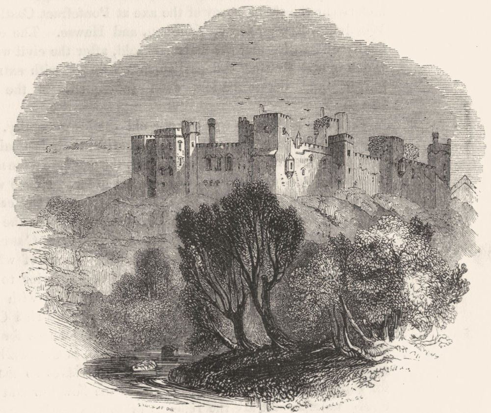 SHROPS. Ludlow Castle 1845 old antique vintage print picture