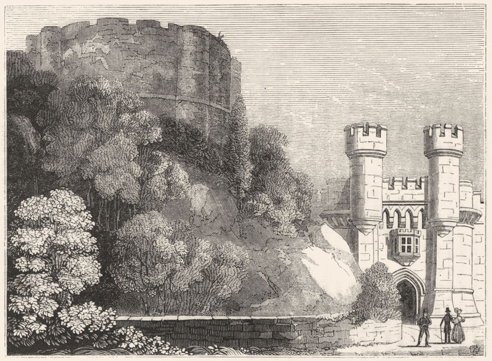 Associate Product YORKS. Clifford's Tower & entry to York Castle 1845 old antique print picture