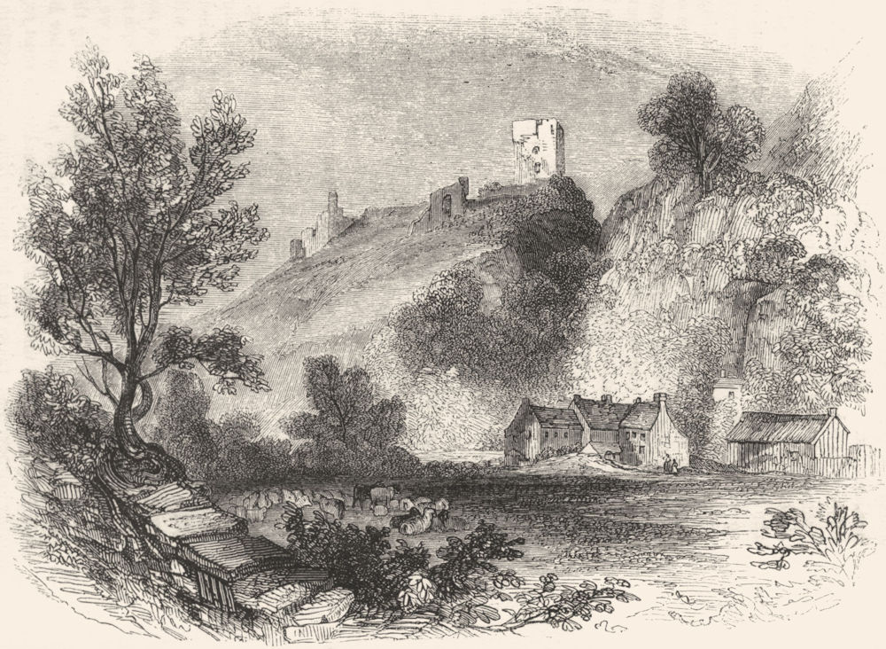 DERBYS. Peverel Castle, Derbyshire 1845 old antique vintage print picture