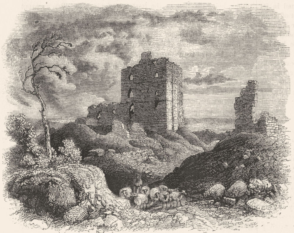 NORTHUMBS. Ruins of Norham Castle 1845 old antique vintage print picture