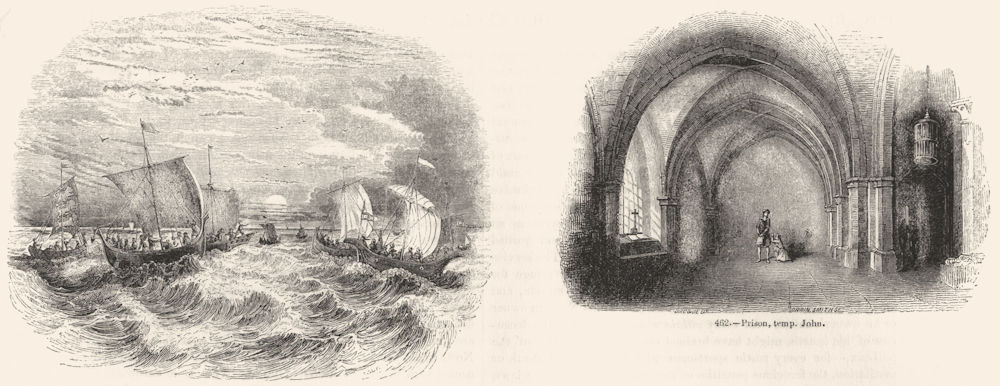 SHIPS. English, temp John; jail  1845 old antique vintage print picture