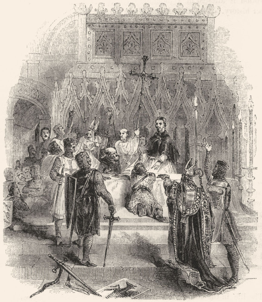 SUFFOLK. Altar at St Edmundsbury 1845 old antique vintage print picture
