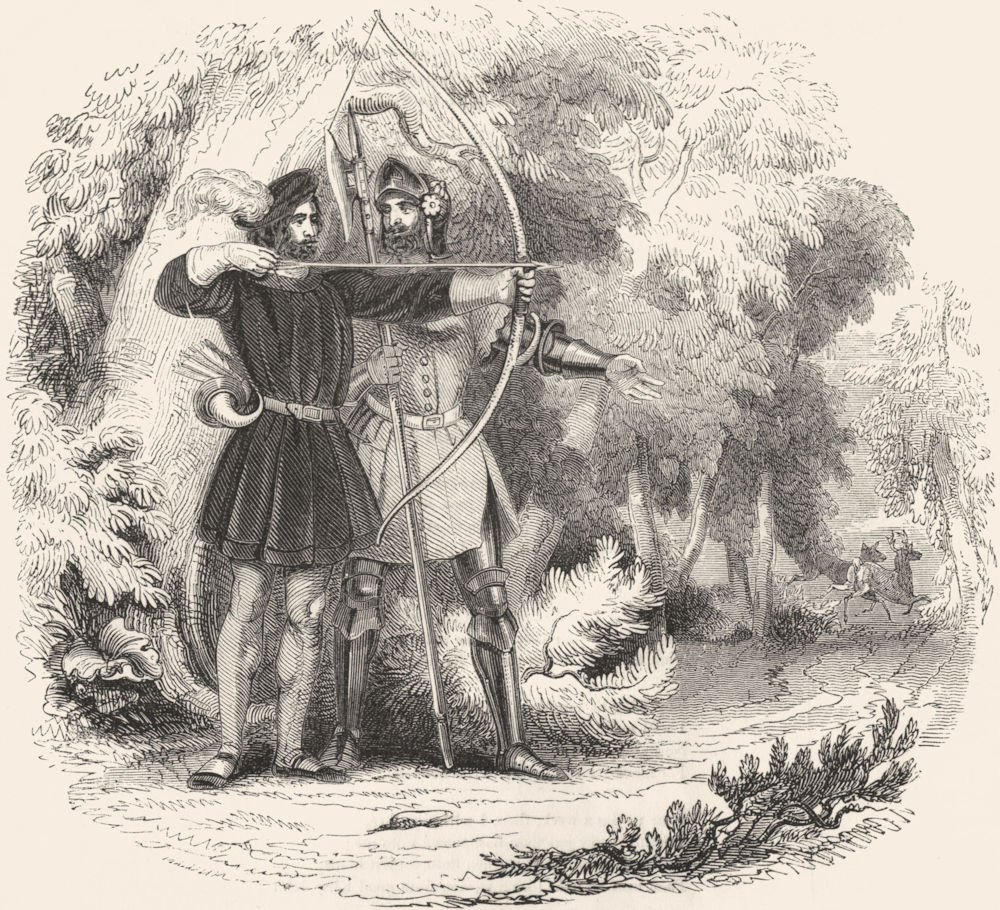 ROGUES. Robin Hood and little John 1845 old antique vintage print picture