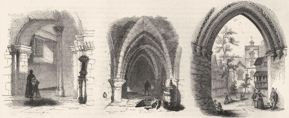 Associate Product ST BARTHOLOMEW'S CHURCH. entry, Crypt 1845 old antique vintage print picture