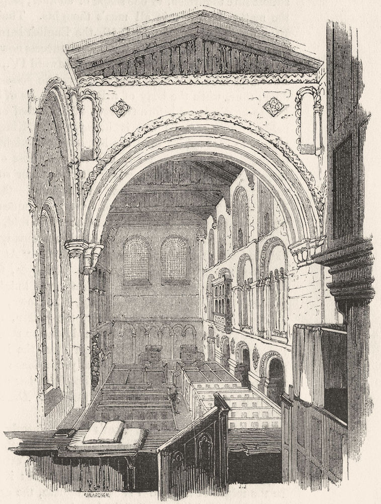 LONDON. Choir, St Bartholomew's Church 1845 old antique vintage print picture