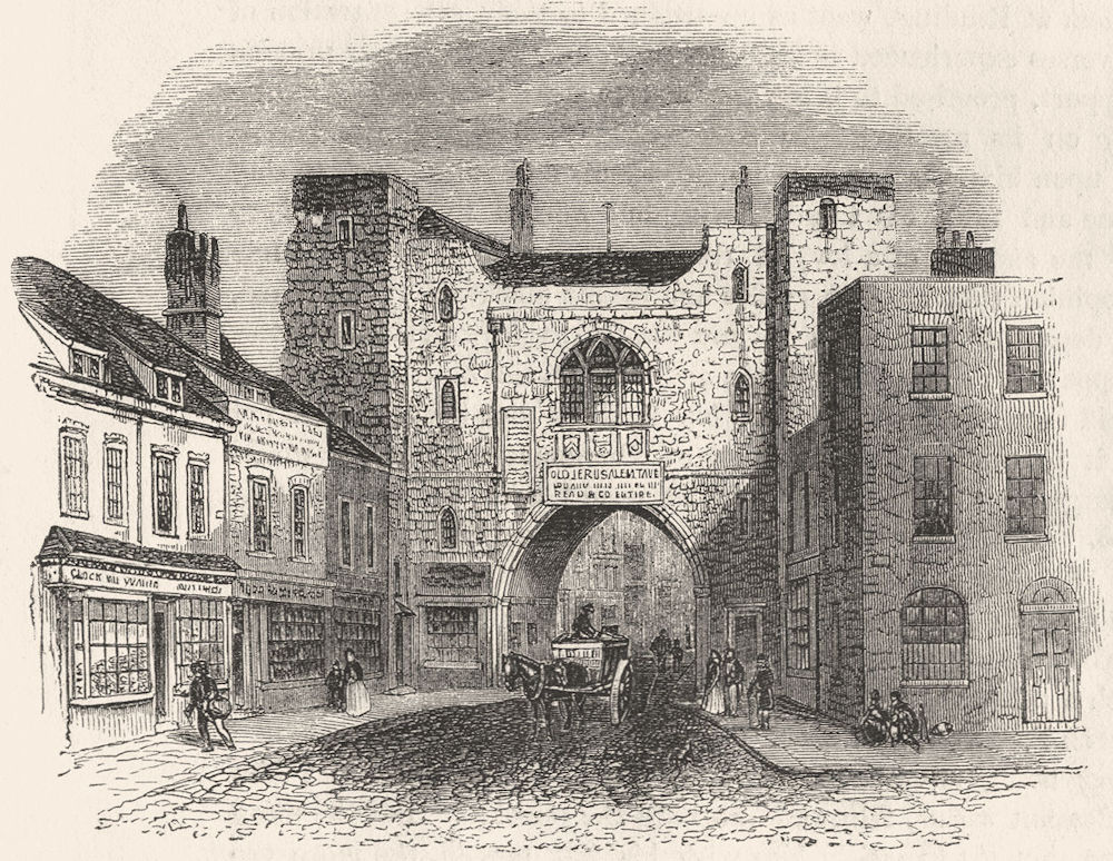 LONDON. St John's Gate, Clerkenwell, 1841 1845 old antique print picture