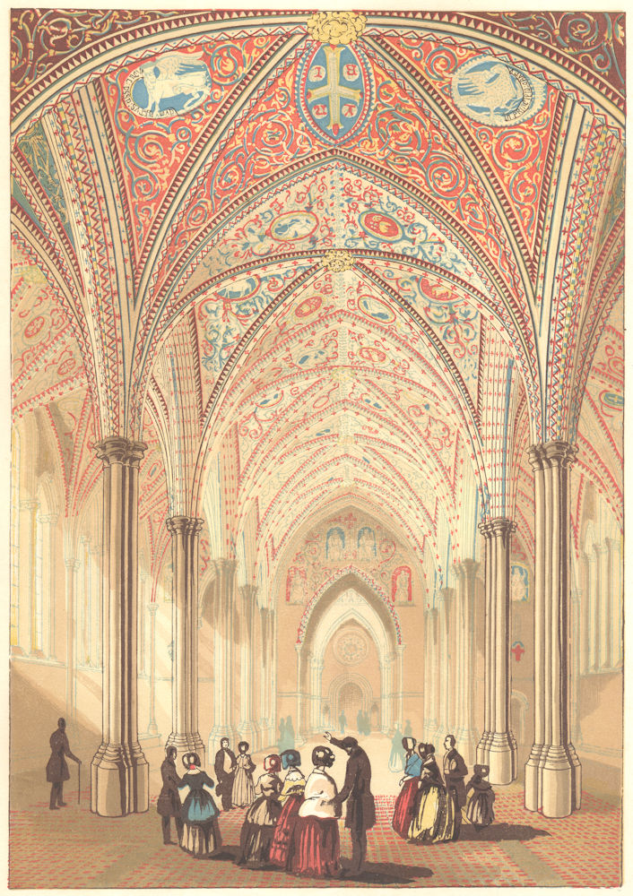 LONDON. Interior of the temple Church 1845 old antique vintage print picture