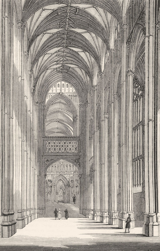 KENT. Nave of Canterbury Cathedral 1845 old antique vintage print picture