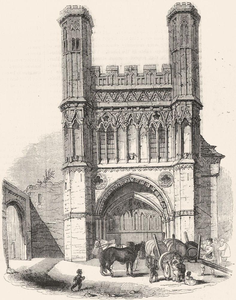 KENT. St Augustine's gate, Canterbury 1845 old antique vintage print picture