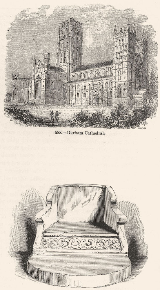 Associate Product DURHAM. Cathedral; Stone chair, Chapter House  1845 old antique print picture