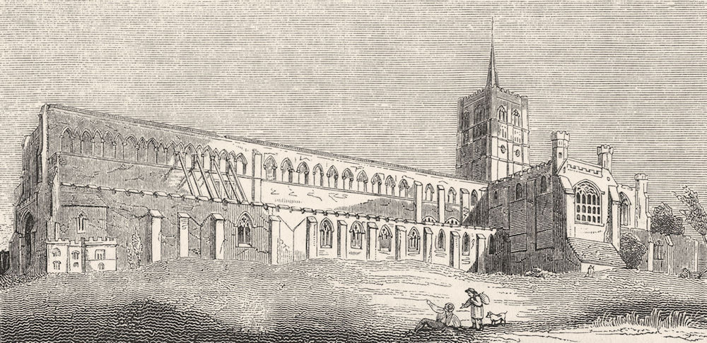 Associate Product HERTS. Abbey of St Albans 1845 old antique vintage print picture