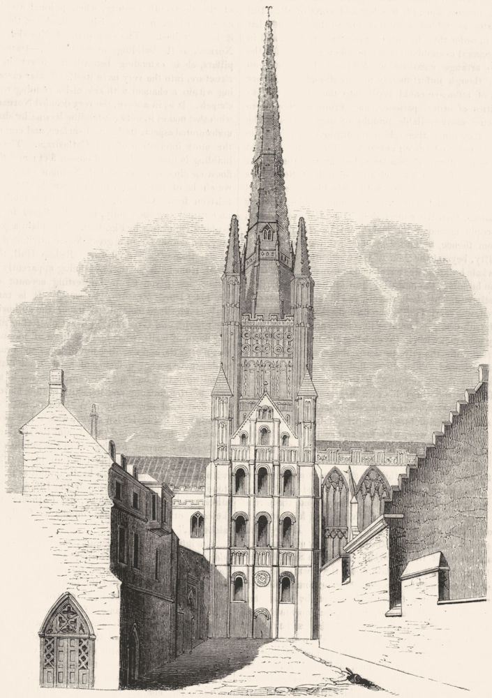 NORFOLK. Cathedral of Norwich 1845 old antique vintage print picture