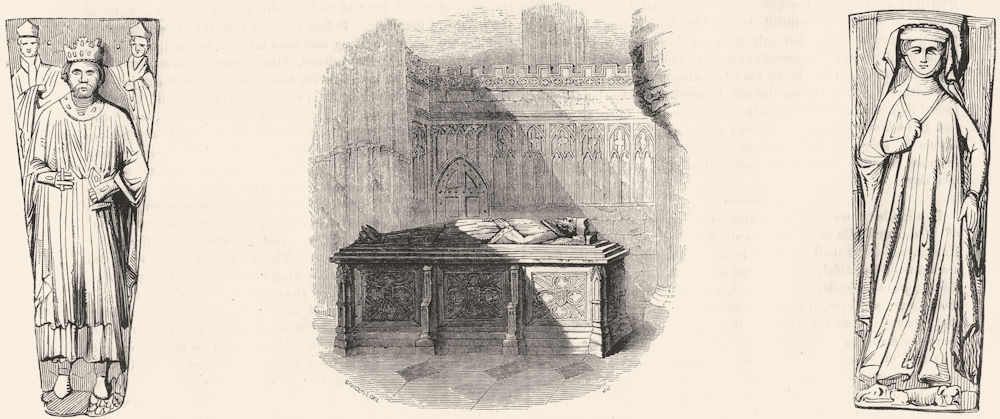 Associate Product WORCESTER. King John & tomb; Lady Harcourt 1845 old antique print picture