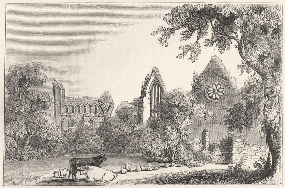 SCOTLAND. Dryburgh Abbey 1845 old antique vintage print picture