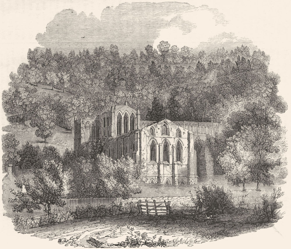 YORKS. The Abbey of Rievaulx 1845 old antique vintage print picture
