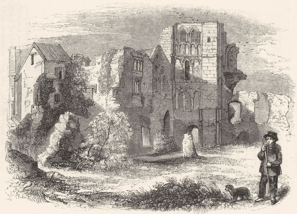 NORFOLK. Castleacre Priory, Norfolk 1845 old antique vintage print picture