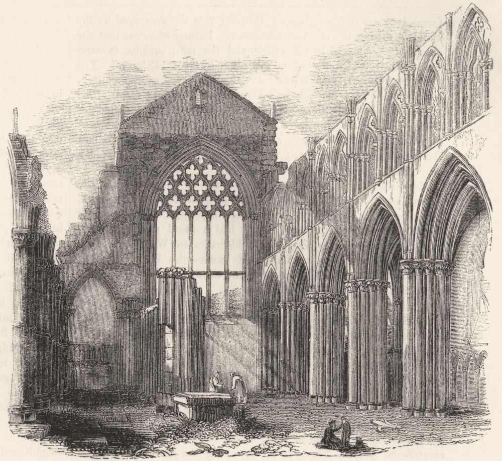 SCOTLAND. Interior of Holyrood Chapel 1845 old antique vintage print picture