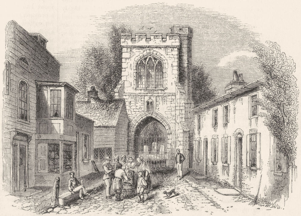 LONDON. Fire-bell gate(& Curfew)Barking, Essex 1845 old antique print picture