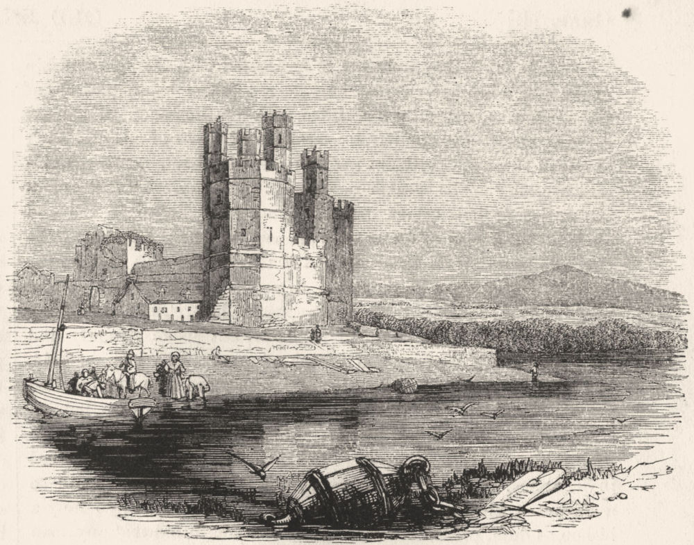 WALES. Caernarvon Castle 1845 old antique vintage print picture