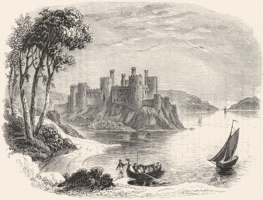 WALES. Conwy Castle 1845 old antique vintage print picture