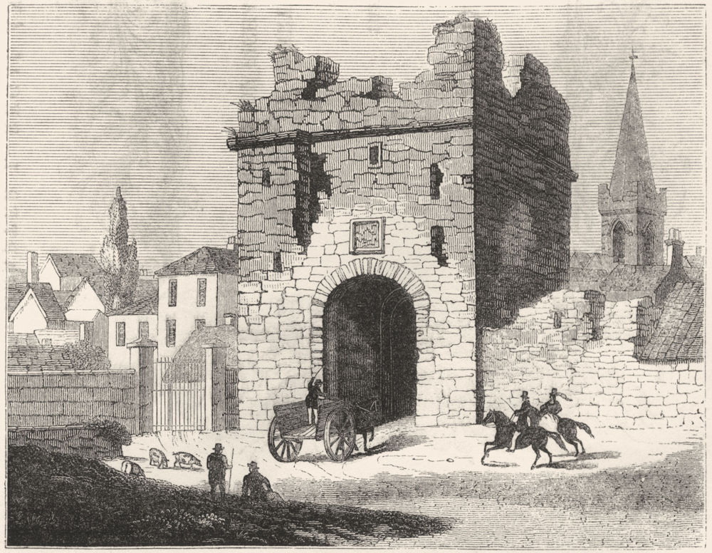 IRELAND. North gate, Athlone, Leinster 1845 old antique vintage print picture
