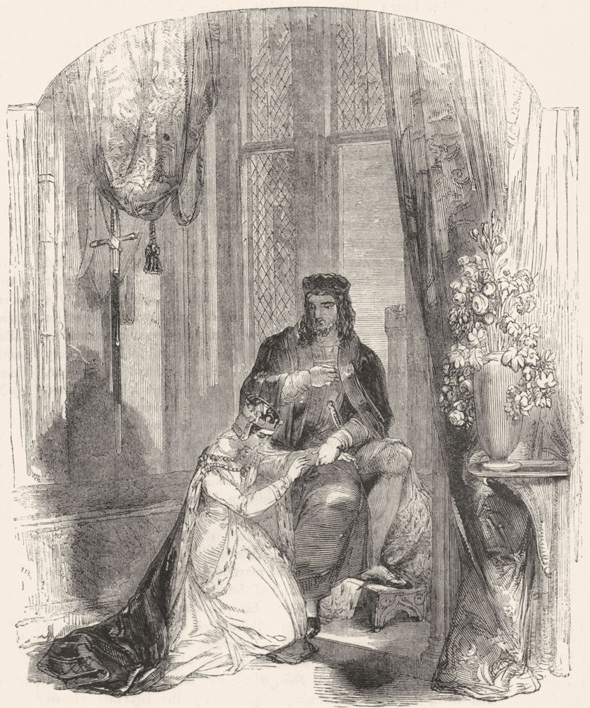 Associate Product WILTS. Edward III & Countess Salisbury 1845 old antique vintage print picture