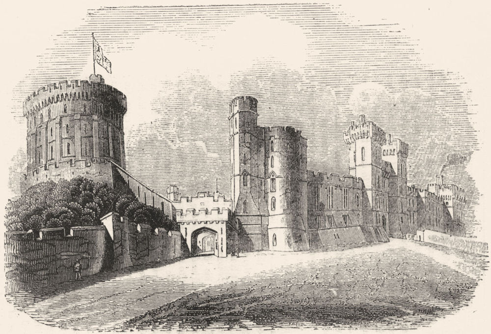 BERKS. Windsor Castle 1845 old antique vintage print picture