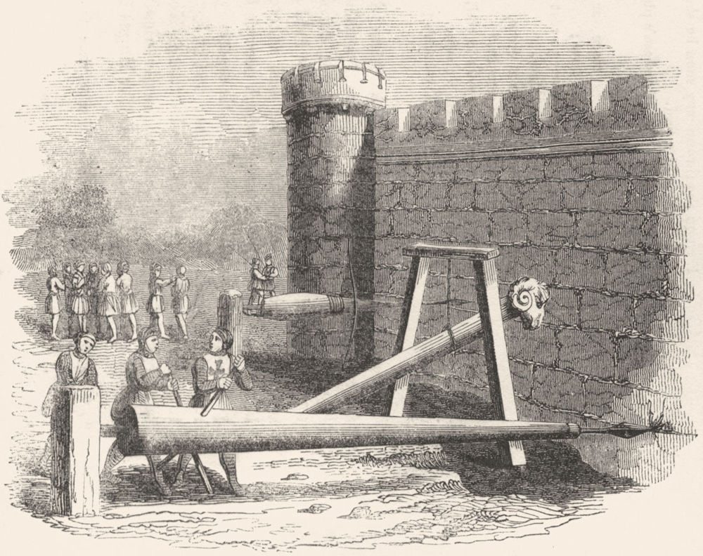 Associate Product SIEGES. Boring Machines for Battering-Rams 1845 old antique print picture
