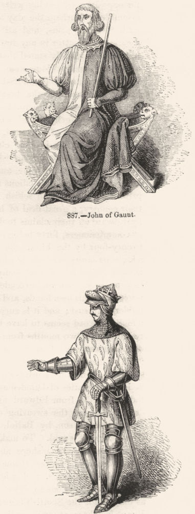 Associate Product PORTRAITS. John of Gaunt ; Richard II 1845 old antique vintage print picture