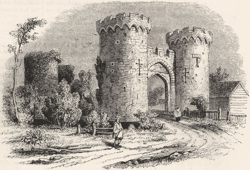 KENT. Gateway to Cooling Castle 1845 old antique vintage print picture