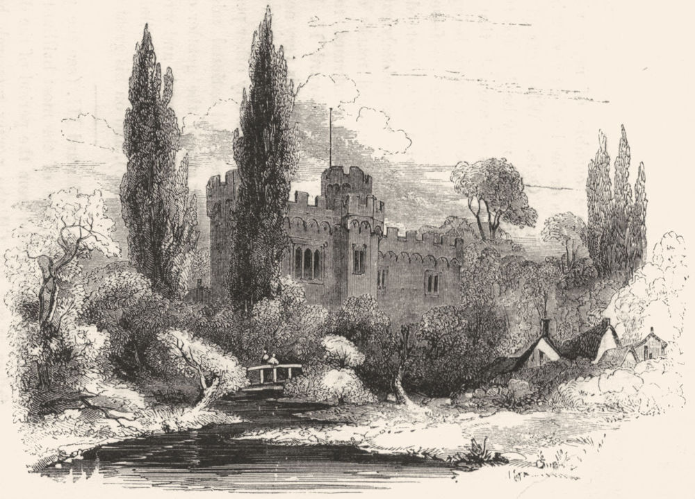 HERTS. Hertford Castle 1845 old antique vintage print picture