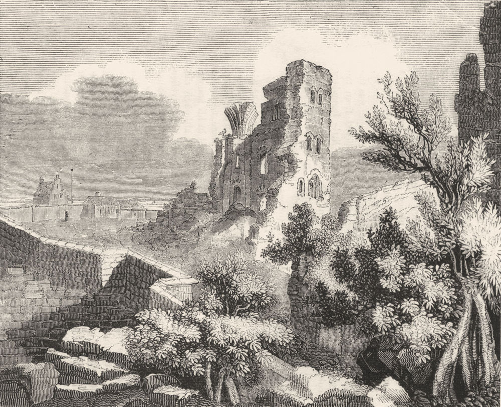 YORKS. Ruins of Scarborough Castle 1845 old antique vintage print picture