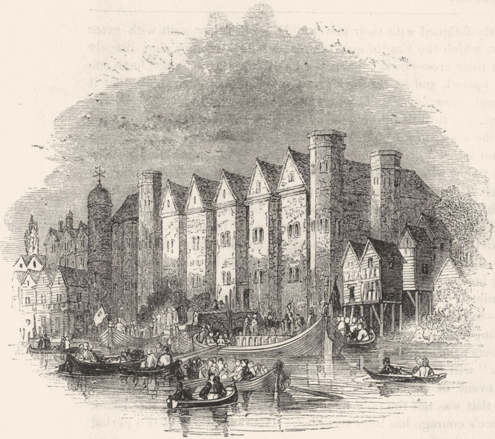 CASTLES. Baynard's Castle 1845 old antique vintage print picture