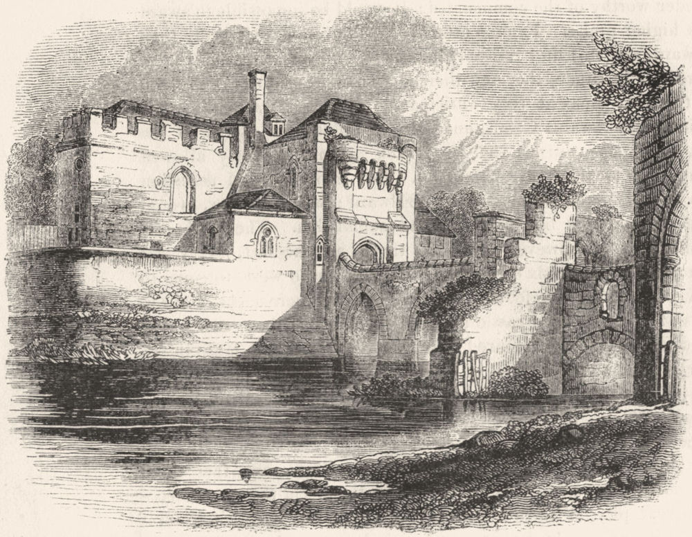 KENT. Leeds Castle 1845 old antique vintage print picture