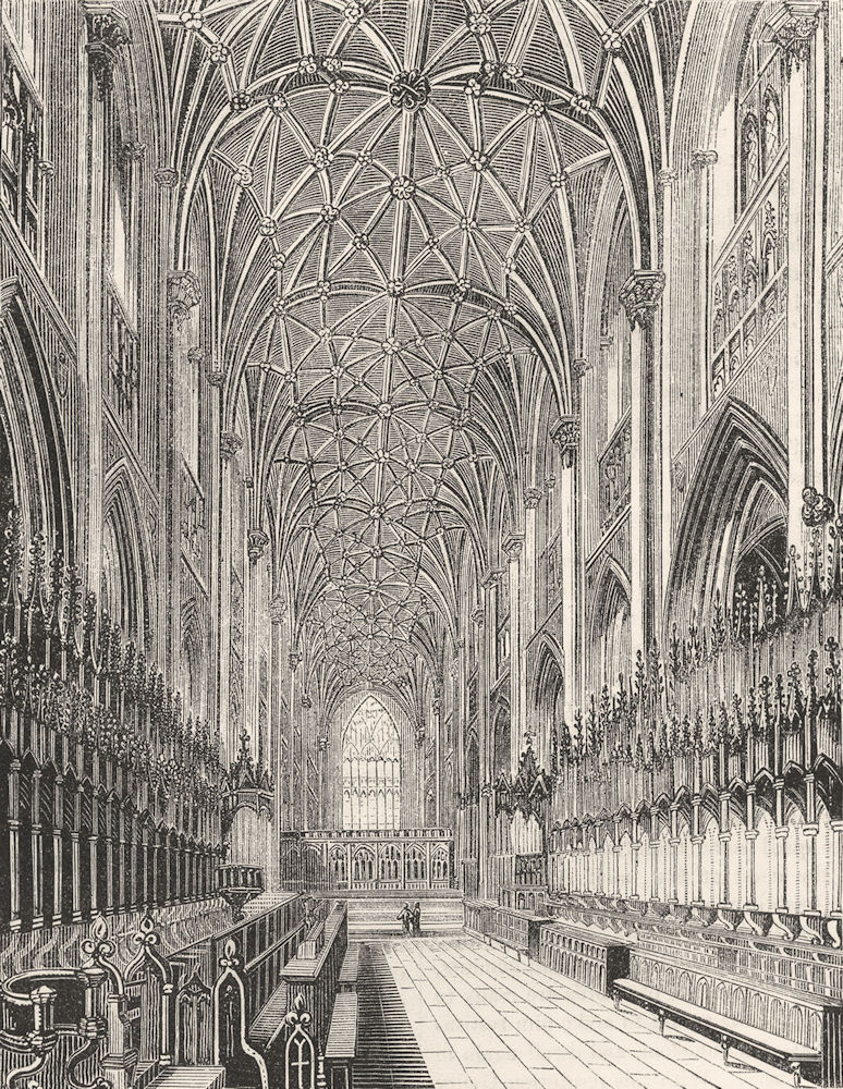 YORKS. Choir of York Minster 1845 old antique vintage print picture