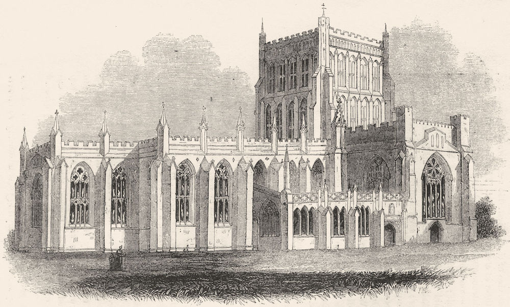 GLOS. Bristol Cathedral 1845 old antique vintage print picture