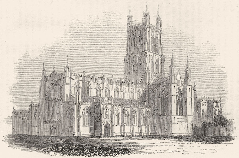 Associate Product GLOS. Gloucester Cathedral 1845 old antique vintage print picture
