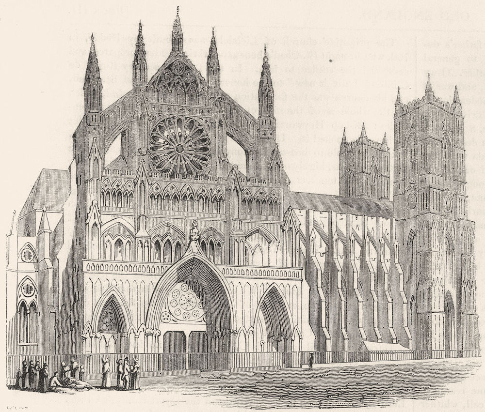 LONDON. North Transept, Westminster Abbey 1845 old antique print picture