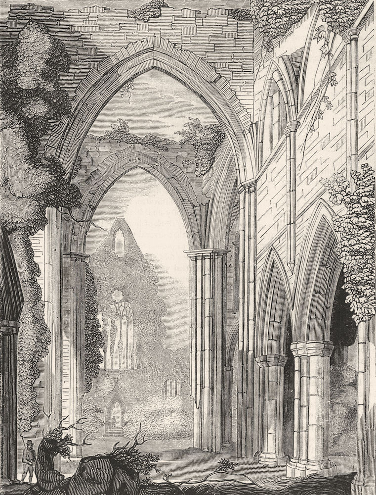 WALES. View of Tintern Abbey 1845 old antique vintage print picture