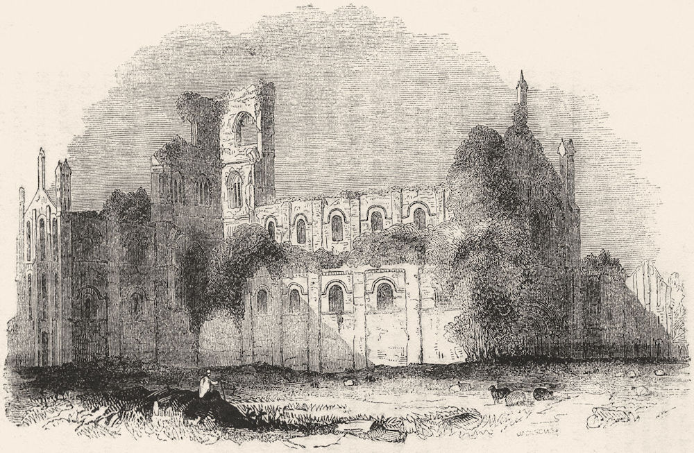 YORKS. Kirkstall Abbey 1845 old antique vintage print picture