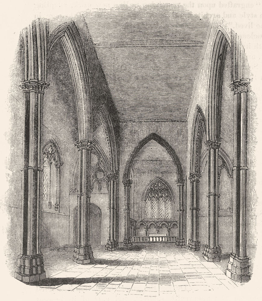 Associate Product CHURCHES. Stone Church. Nave & Chancel 1845 old antique vintage print picture