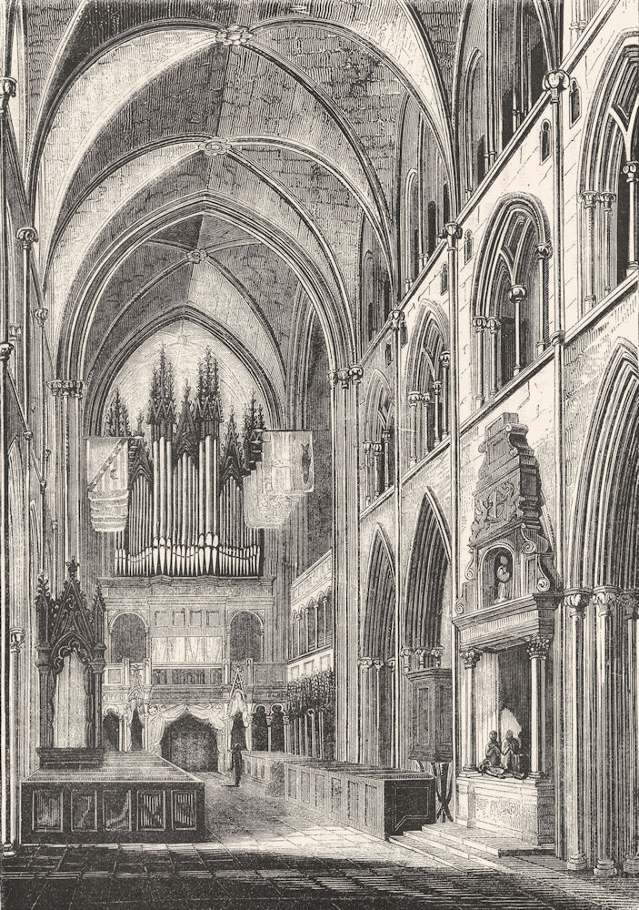 IRELAND. Choir of St Patrick's Cathedral 1845 old antique print picture
