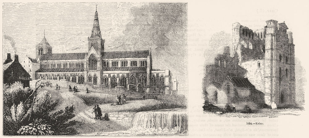 SCOTLAND. Glasgow Cathedral ; Kelso 1845 old antique vintage print picture