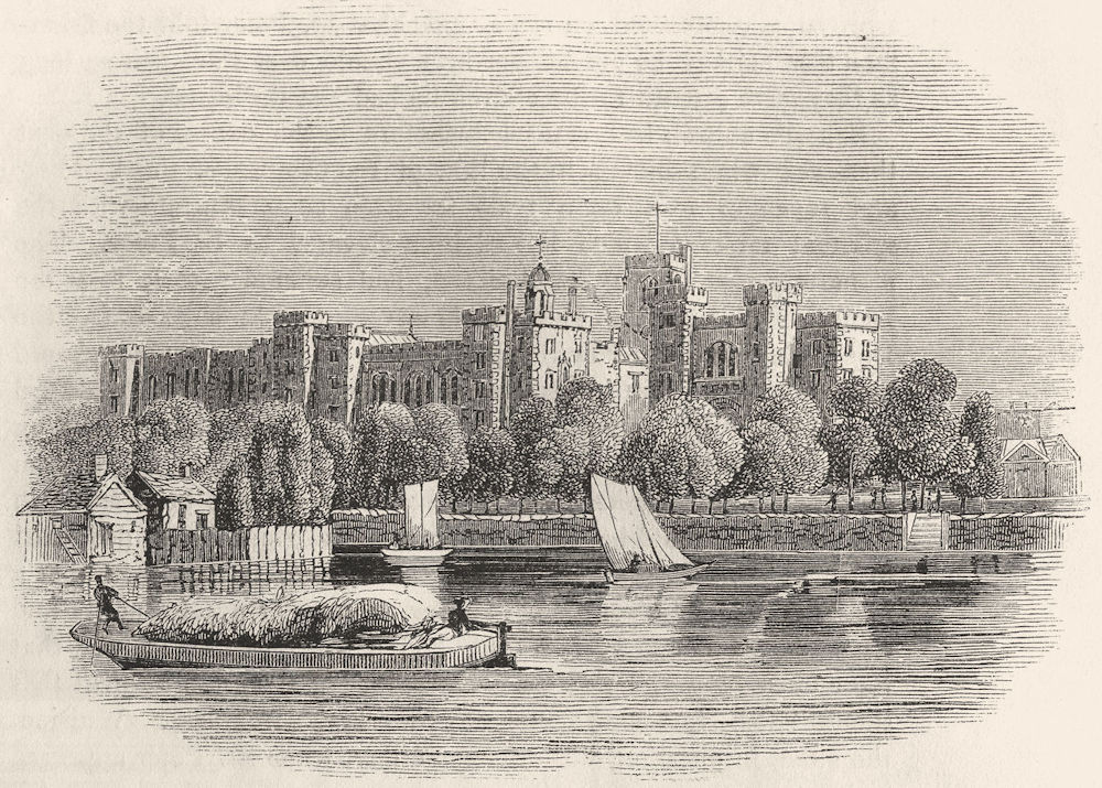 LONDON. Lambeth Palace, before alternations 1845 old antique print picture