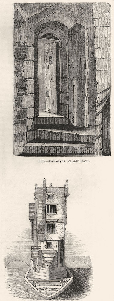 LONDON. Lollards Tower; St Thomas chapel 1845 old antique print picture