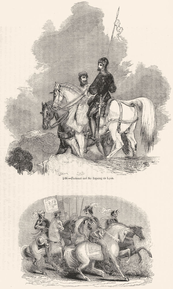 FRANCE. Froissart, Espaing de Lyon; Bertrand Guesclin 1845 old antique print